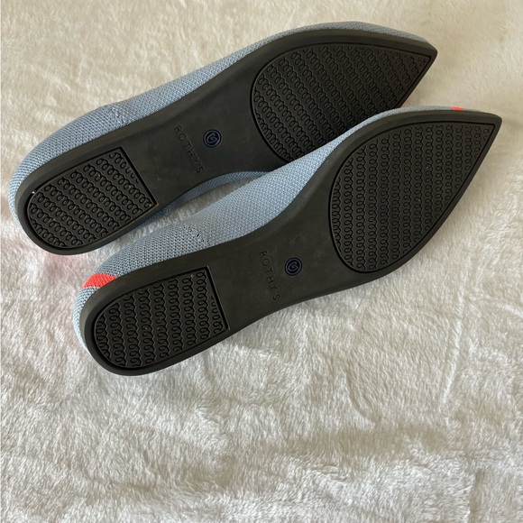 Rothy’s The Point Light Blue & Orange Line Flat Shoe, Unicorn ! Rare! Size W8 - Picture 11 of 12